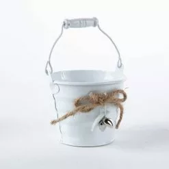 Secchiello Latta Bianca Con Cuori Cm13