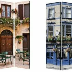 Separè 3 Ante Tela Stampata Negozio E Finestre