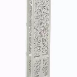 Separè Legno Mango Bianco Intarsio Alberi 3 Ante