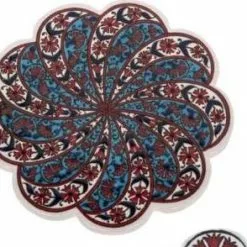 Sottomoca Ceramica Fondo Blu Fiori Rossi