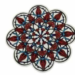 Sottopentola Fiore Ceramica Fondo Bianco Fiori Rossi