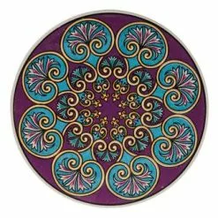 Sottopentola Tondo Ceramica Arabeschi Azzurri Fondo Viola