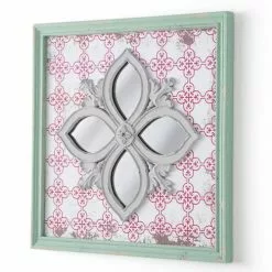 Specchio Arabesque Quadrato Decori Rossi