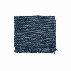 Tappeto Blu Melange Cotone Intrecciato 160x240