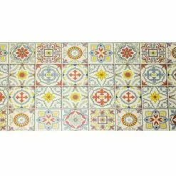 Tappeto Vinile Piastrelle Colorate Fondo Crema Lisbona 67x100