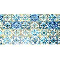 Tappeto Vinile Piastrelle Colorate Blu Roma 50x100