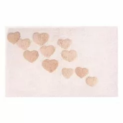 Tappeto Bagno Cotone Avorio Cuori 50x80