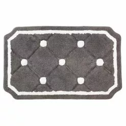 Tappeto Bagno Cotone Bottoni Grigio 50x80