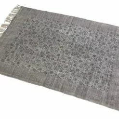 Tappeto Cotone Grigio Stampa Fiori 120x180