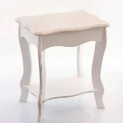 Tavolino Legno Shabby Bianco Decapato Con Ripiano