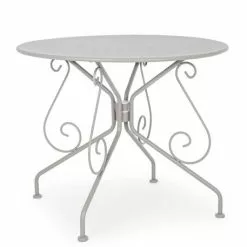 Tavolo Tondo Metallo Grigio Chiaro Modello Romantique Cm 90