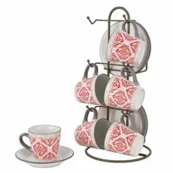 Tazzine Caffè Damasco Ceramica 6pz Con Supporto
