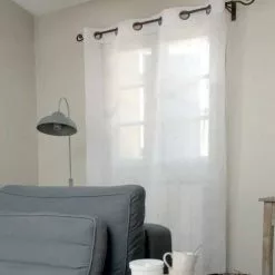 Tendone Lino Bianco Con Anelli 140x300h