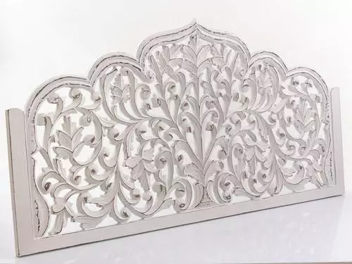 Testiera Legno Bianca Intagliata Traforata 180x90h