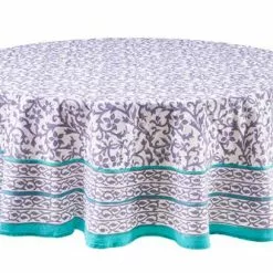 Tovaglia Cotone Sacher Bordo Turchese Tonda 180cm