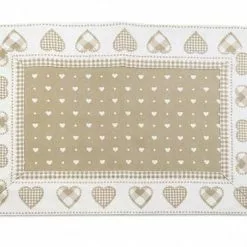 Tovaglietta Americana Cotone Bianca Cuori Beige