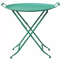 Tavolino Vassoio Pieghevole Servetto Metallo Verde