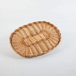 Vassoio Ovale Vimini Naturale Bordo Treccia 38x28