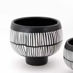 Vaso Ceramica Lofoten Righe Bianche Nere 22h