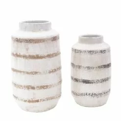 Vaso Ceramica Ecru Fasce Marroni