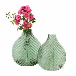 Vaso Foglia Verde In Vetro Da Fiori