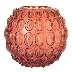 Vaso Vetro Rosato A Bolle 18h