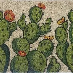 Zerbino Cocco Da Ingresso Dipinto Foglie Cactus Verdi