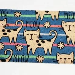 Zerbino Cocco Gatti Miao Fondo Azzurro 40x70