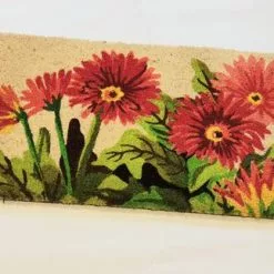 Zerbino Ingresso Cocco Margherite Rosse E Foglie Verdi 40x70