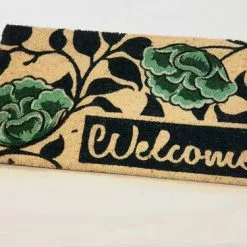 Zerbino Cocco Da Ingresso Welcome Fiori Verdi 40x70