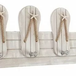 Appendiabiti Ciabatte Marinaro Legno Bianco 4 Ganci A Parete