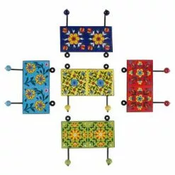 Appendiabiti Maioliche Ceramica Colorate 2 Ganci A Parete Cm20