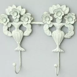 Appendiabiti Anfora Ferro Bianco A Muro 2 Ganci