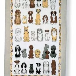 Asciugapiatti - Tea Towel Cotone Cani Cornice Grigia