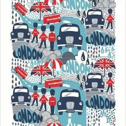 Asciugapiatti - Tea Towel Cotone London Rain