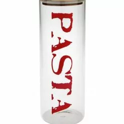 Barattolo Vetro Tappo Legno Scritta Rossa Pasta