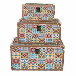 Bauletto Piastrelle Colorate Legno E Ecopelle Cuoio