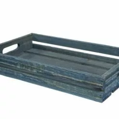 Cassetta Legno Blu Rettangolare 38x23