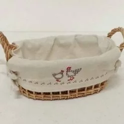 Paniere Cesto Ovale Fodera Decoro Galletti