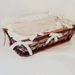 Cestino Portapane Rattan Noce Rettangolare Con Fodera