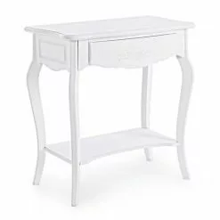 Consolle Legno Bianco Rettangolare Con Cassetto + 1 Piano