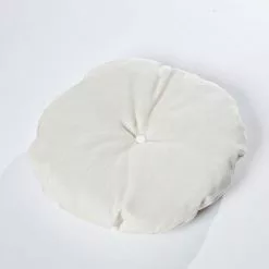 Cuscino Tondo Trapuntato Ecru Per Sedia O Poltrona
