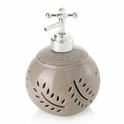 Dispenser Ceramica Tortora Sapone Liquido Disegno Foglie