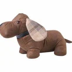 Fermaporta Bassotto Marrone Ecopelle