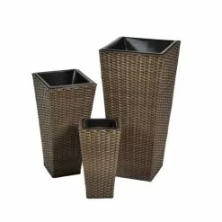 Fioriera Colonna Intreccio Pvc Marrone