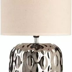Lampada Ceramica Argento Chic Bombata 39h