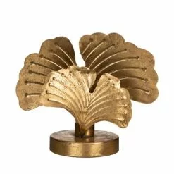 Lampada Dorata Tre Foglie Ginko Metallo Bassa Da Comodino