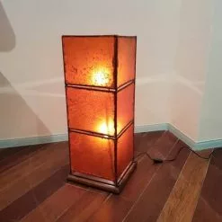 Lampada Etnica Pelle Arancio Quadrata 78h