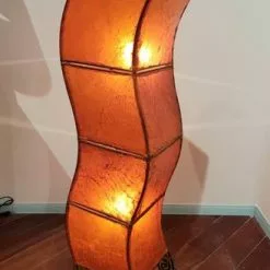 Lampada Etnica Pelle Arancio Sagomata 120h