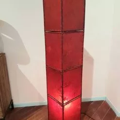 Lampada Etnica Pelle Rossa Quadrata 150h